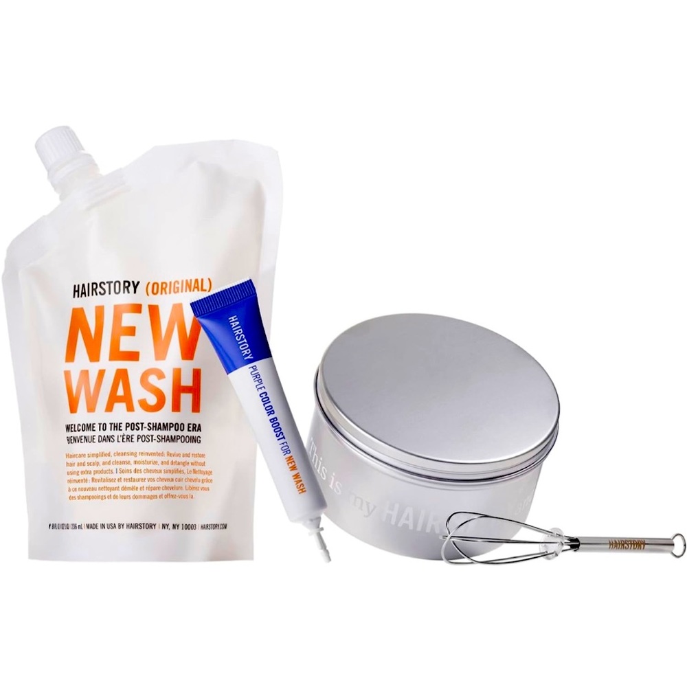Hairstory (Original) New Wash + Purple Color Boost, whisk & refillable container